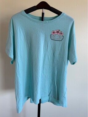 Ron Jon Surf Shop Women’s 2XL Cocoa Beach Floral Graphic T-Shirt Aqua